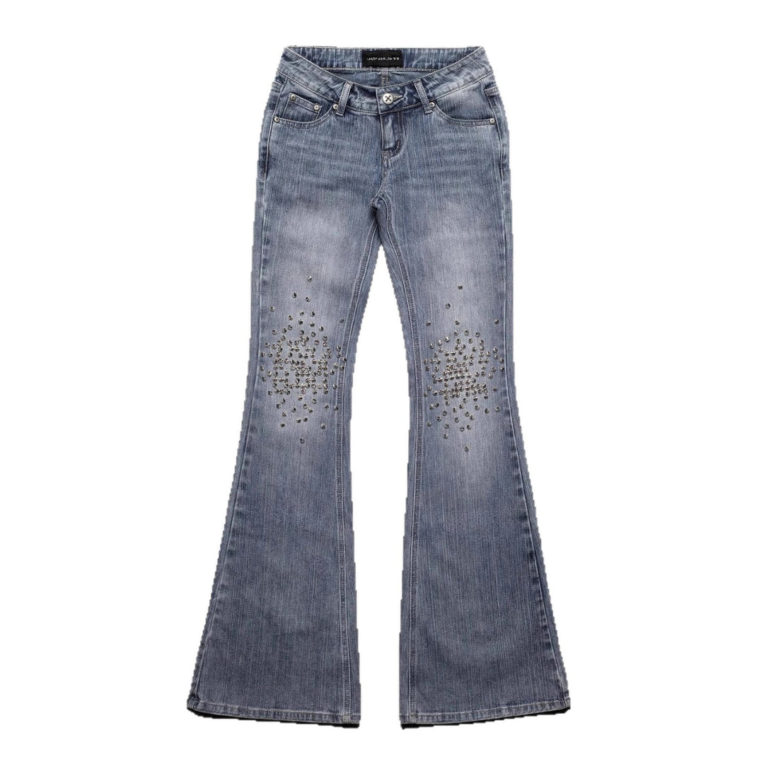 Damen Modische Bootcut-Jeans mit glitzernden Nieten Echo Archiv