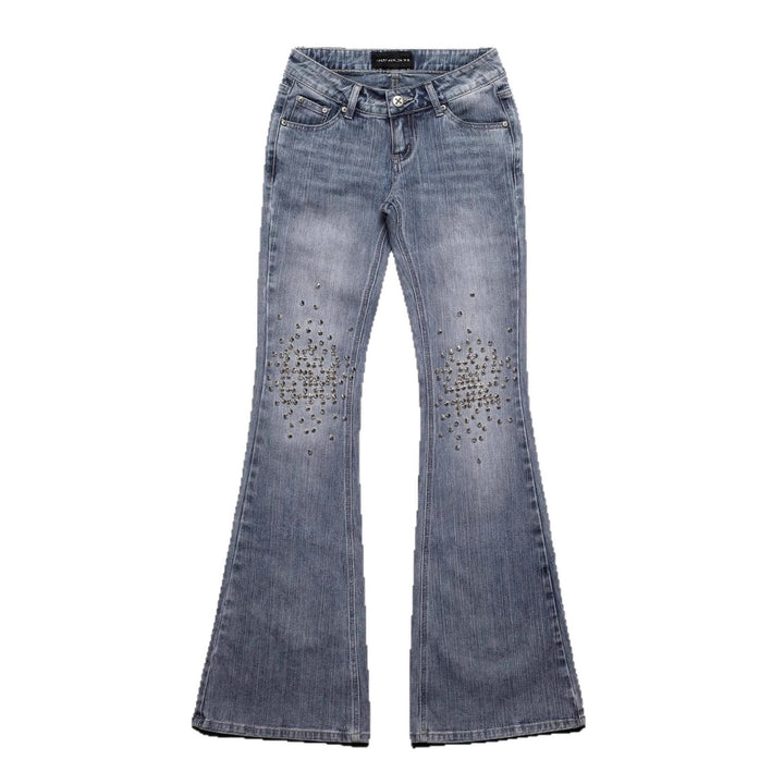 Damen Modische Bootcut-Jeans mit glitzernden Nieten Echo Archiv