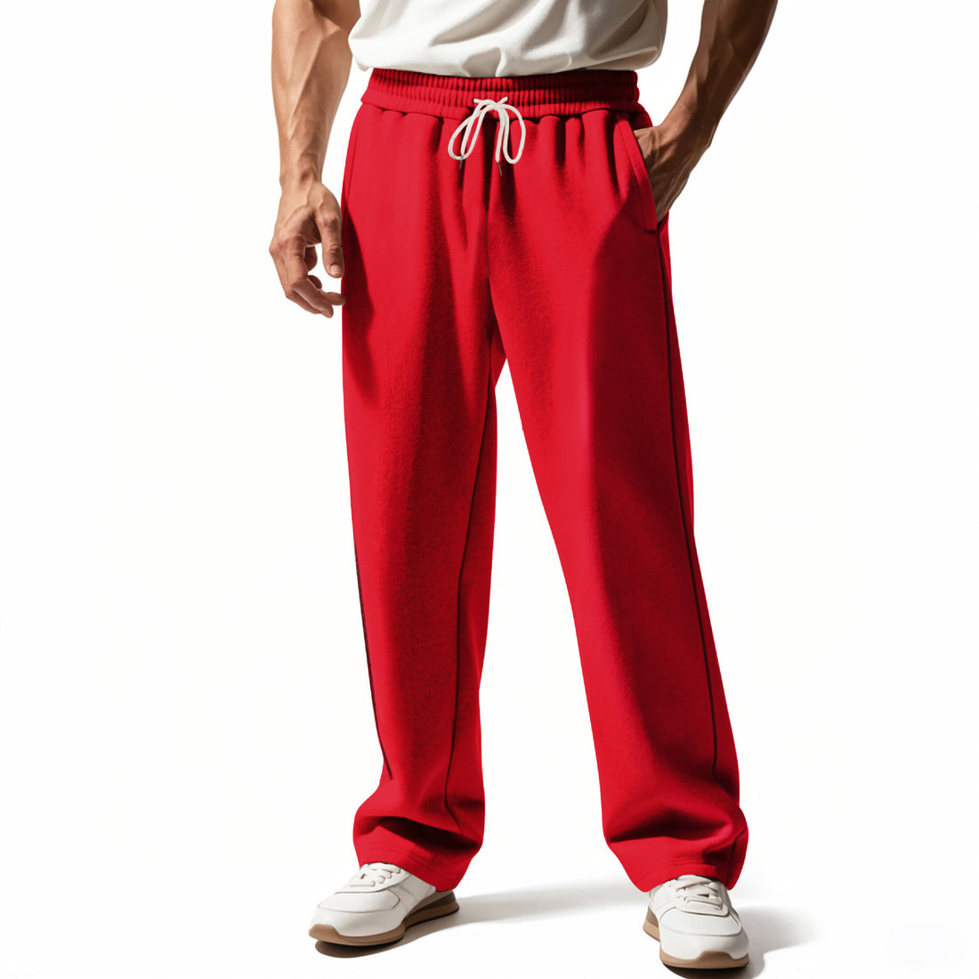 Herren Sportliche Freizeithose mit seitlichem Kontrastnähten und Kordelzug – Sorevano