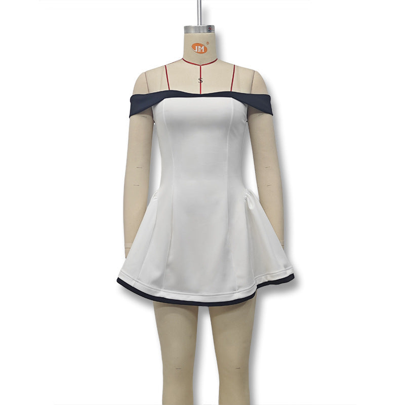 Damen nan kurzes schulterfreies A‑Linienkleid mit Herz‑Ausschnitt, taillierter Korsage und Eingrifftaschen Echo Archiv