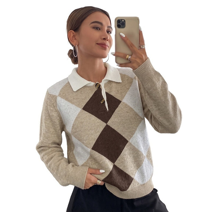 Damen Modischer Pullover mit Rautenmuster Echo Archiv