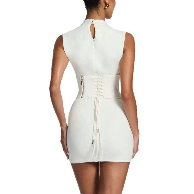 Damen Enganliegendes Stretch-Minikleid mit hohem Kragen Echo Archiv