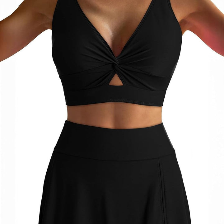 Damen Sportliches Bikini-Set mit modischem Wickeltop und schickem Rock Echoarchiv