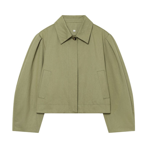 Damen Gekürzte Boxy-Utility-Jacke mit Kellerfalten und Pattentaschen Echo Archiv