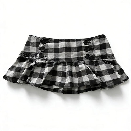 Damen Gingham Rüschenrock mit Knopfdetails Echo Archiv