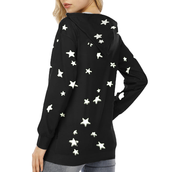Damen Oversize-Kapuzenpullover aus weichem Baumwollmix mit Sternenprint Echoarchiv