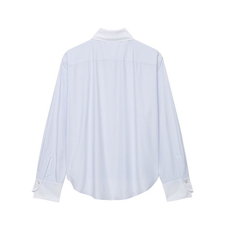 Damen Oversize-Hemdbluse mit Kontrastkragen, Manschetten und Froschknopf-Detail Echo Archiv