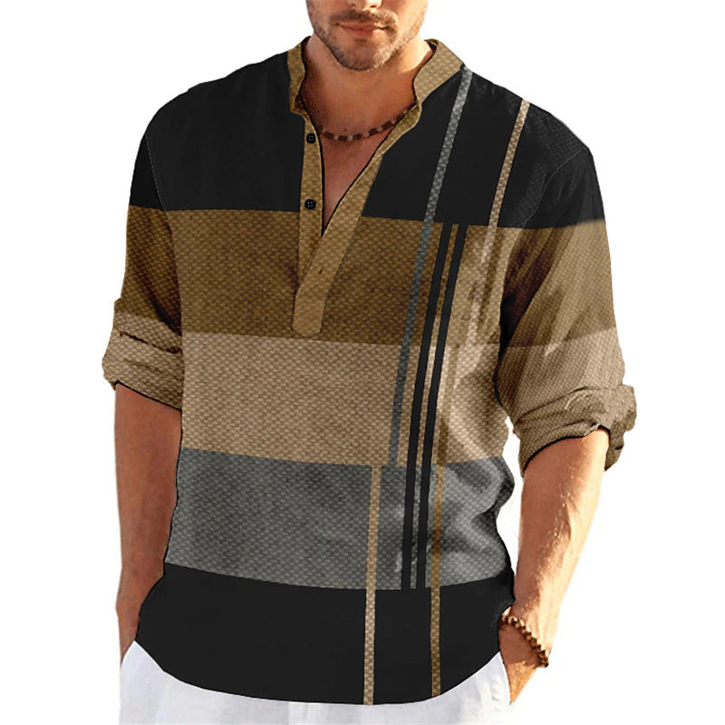 Herren Freizeitgestreiftes Popover-Shirt Echoarchiv