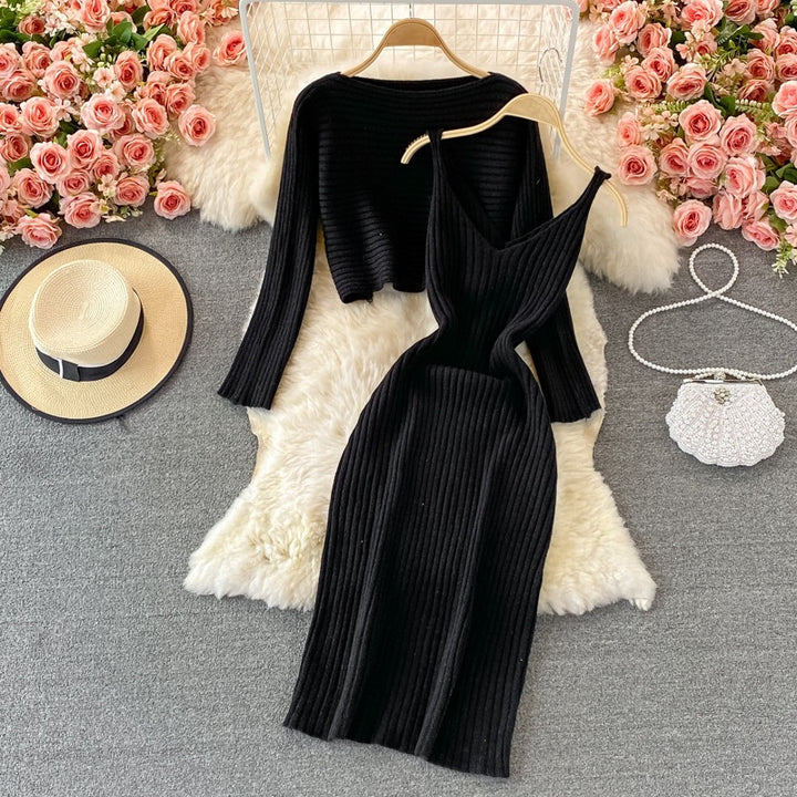 Damen Modisches Strickkleid- und Oberteil-Set Echo Archiv
