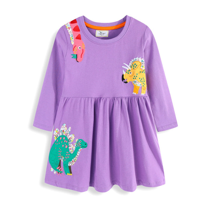 Mädchen Freizeitkleid mit lustigen Dinosaurier-Applikationen Echo Archiv