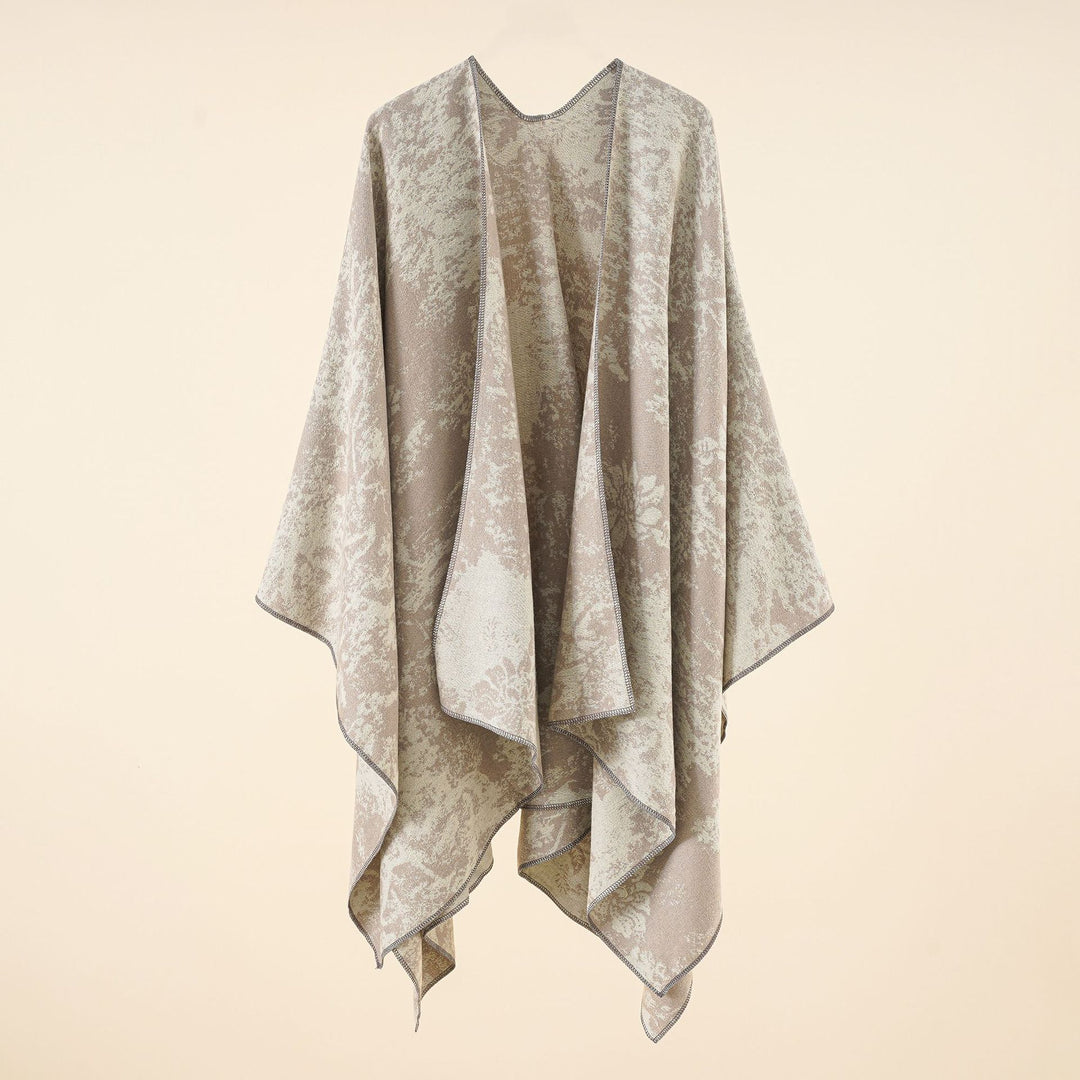 Damen Jacquard-Umhang mit floraler Strukturwebung und offenem Kimono-Fall Echo Archiv