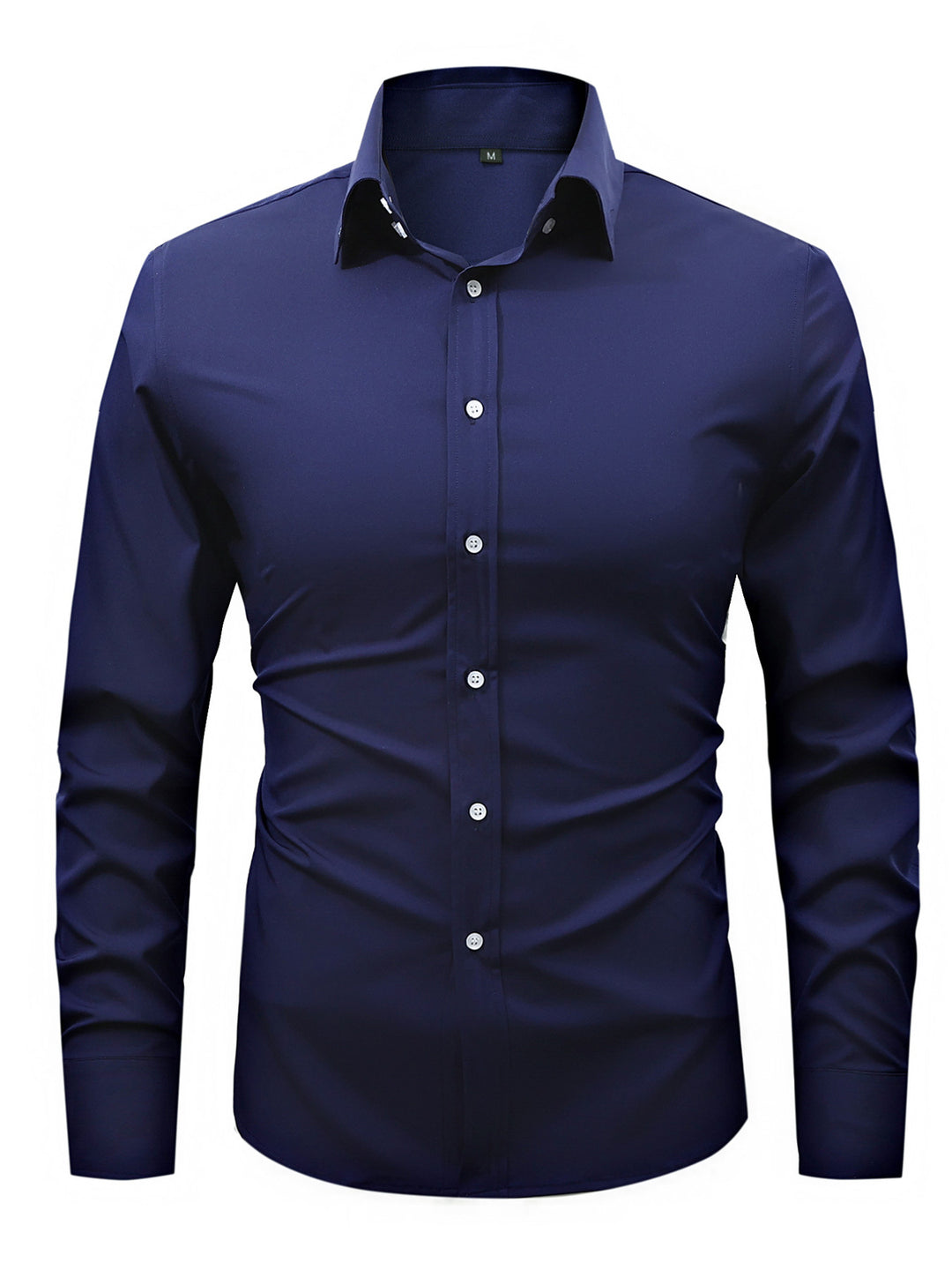 Men's slim fit long sleeve stretch cotton dress shirt with spread collar – Arvello