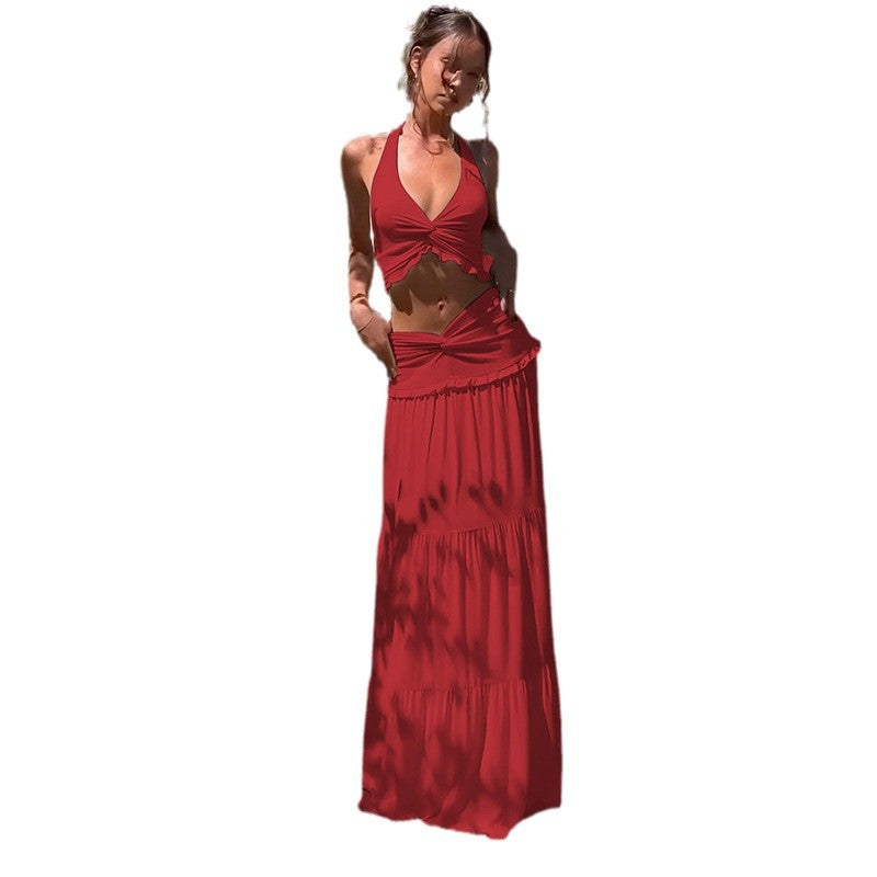Damen Zweiteiliges Sommerkleid mit raffiniertem Oberteil und fließendem Rock Echo Archiv