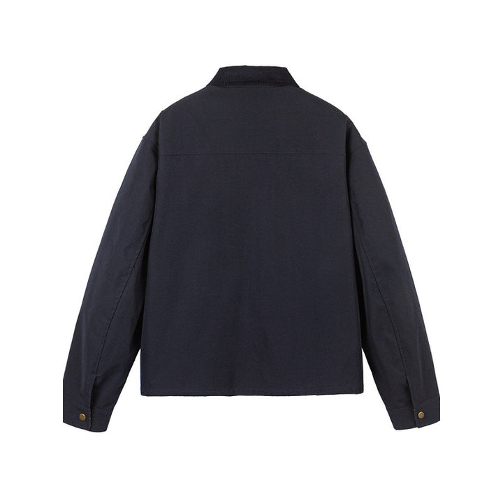 Herren Kurze Boxy-Workerjacke aus robustem Canvas mit Cordkragen und verdeckter Druckknopfleiste Echo Archiv