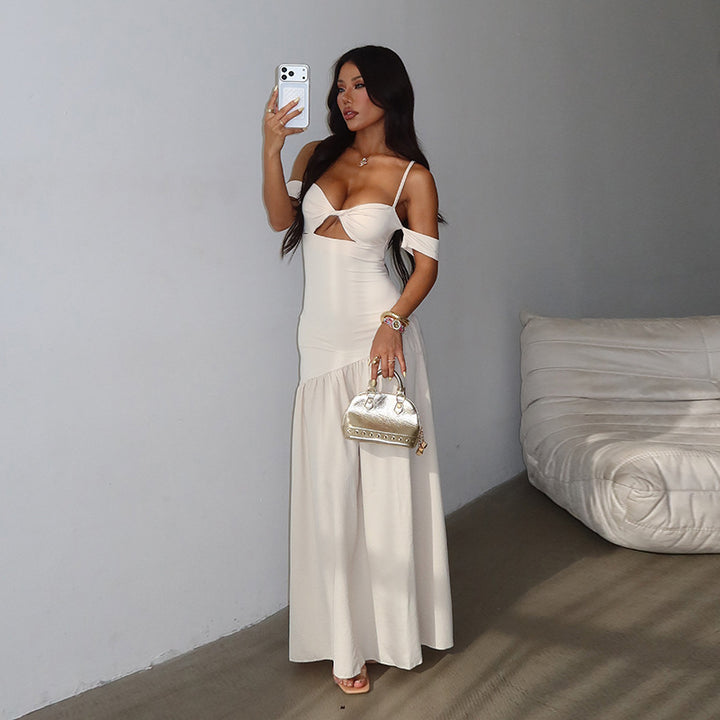 Damen Maxikleid mit schulterfreier Gestaltung und asymmetrischem Design Echo Archiv
