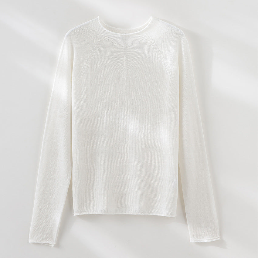 Damen Feiner leichtgewichtiger Rundhals-Feinstrickpullover mit Raglanärmeln Echoarchiv