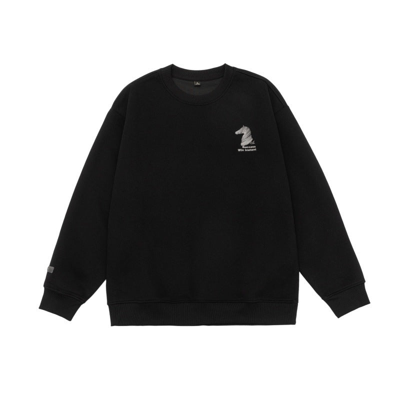 Unisex Oversize‑Sweatshirt mit gesticktem Schachritter‑Logo und gerippten Bündchen Echoarchiv