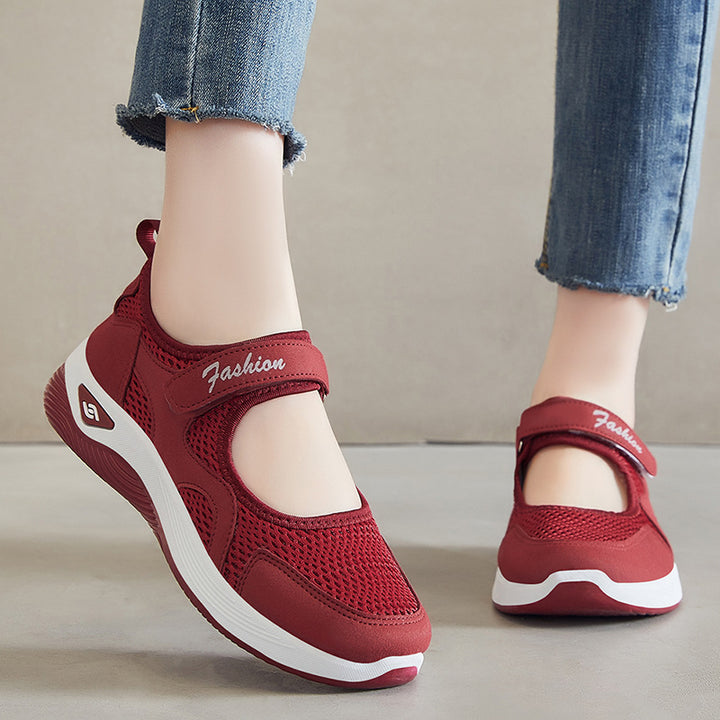 Damen nan atmungsaktiver Mary-Jane Walking-Schuh mit Klettverschluss, nahtlosem Mesh-Obermaterial und stoßdämpfender Leichtsohle Echo Archiv