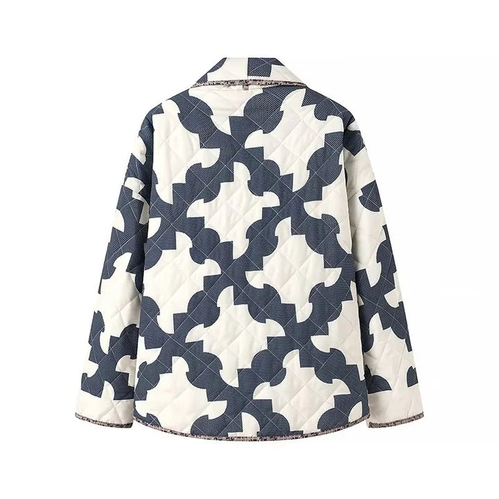 Damen Gequiltete Oversize-Jacke mit Patchworkmuster und weiter Kimono-Ärmel Echo Archiv