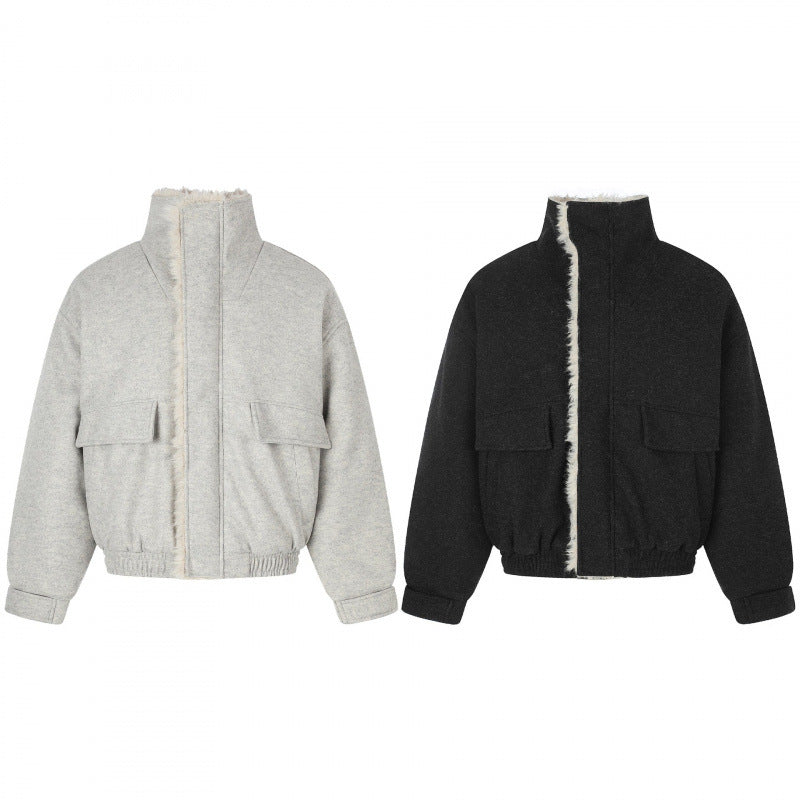 Damen Kurzer Wollmix‑Blouson im Flight‑Style mit Teddyfutter und aufgesetzten Pattentaschen Echo Archiv