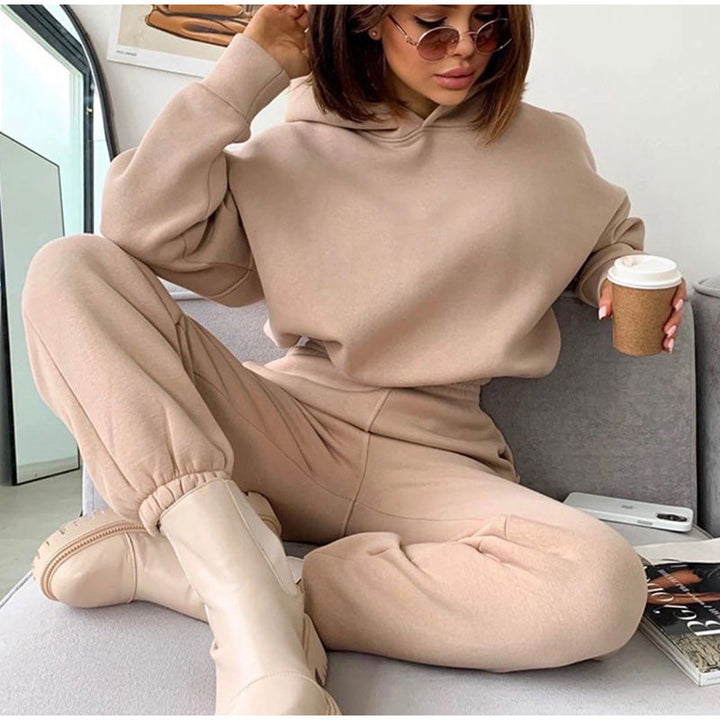 Damen nan kuscheliges Lounge-Set mit Kapuzenpullover und hoher Taillen-Jogginghose Echo Archiv