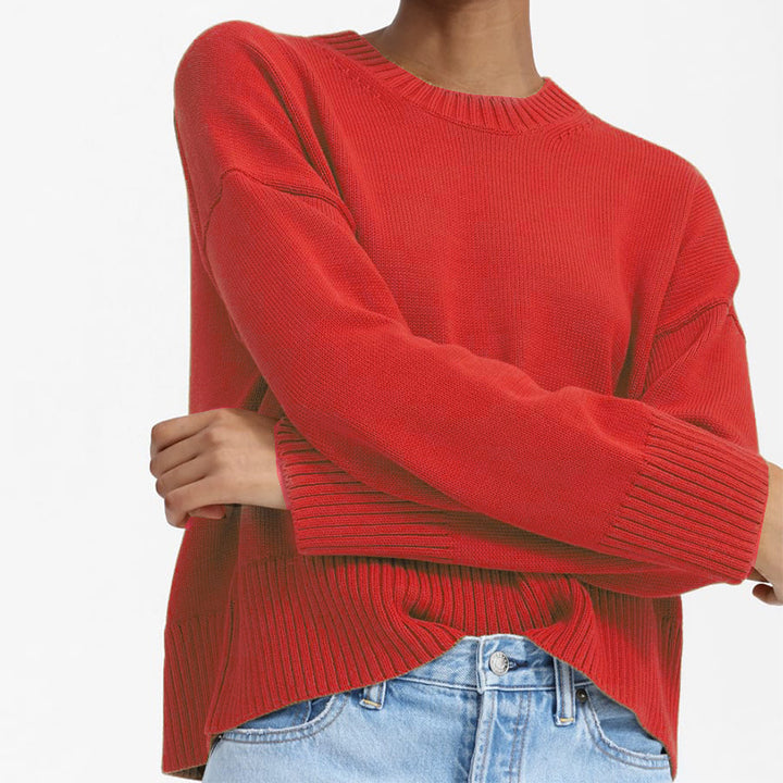 Damen Oversize-Feinstrickpullover mit Rundhalsausschnitt, überschnittener Schulter und breitem Rippsaum Echo Archiv