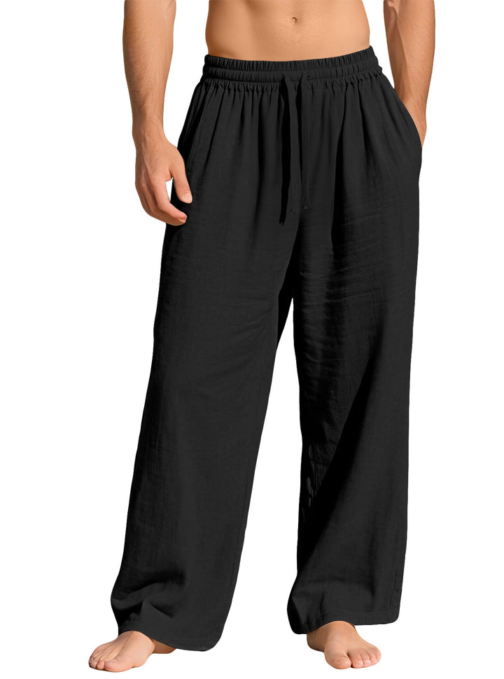 Herren nan leichte Leinen-Loungehose mit elastischem Bund und Seitentaschen Echo Archiv