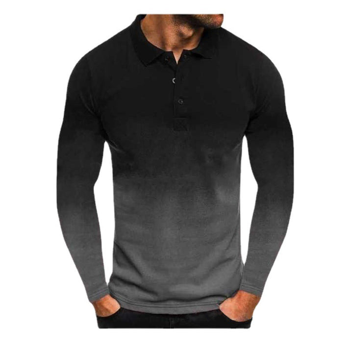 Herren Langarm-Polohemd mit modernem Farbverlauf und leistungsfähigem Material Echoarchiv
