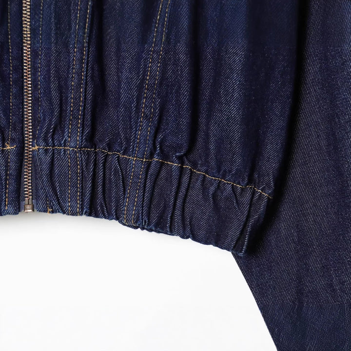 Damen Kurze Jeansjacke mit Reißverschluss, taillierter Kordelraffung und Western‑Details Echo Archiv