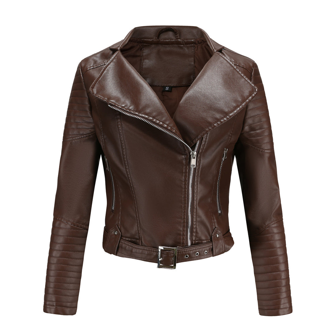 Damen nan kurz geschnittene Motorradjacke in Biker-Optik mit asymmetrischem Reißverschluss und gesteppter Ärmelpartie Echo Archiv