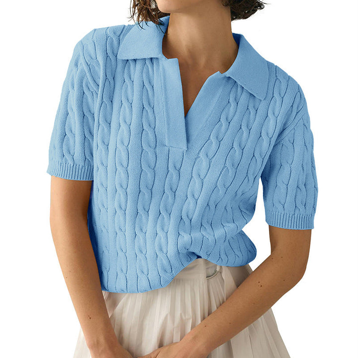 Echoarchiv | Polo-Kragen Twist Strickpullover