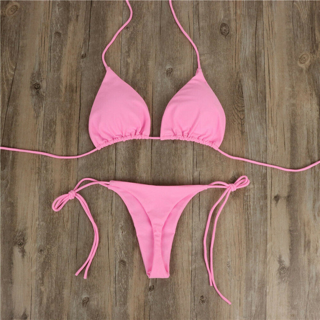 Damen Triangel-Bikini mit feinem Stoff und regulierbaren Schnürdetails Echo Archiv