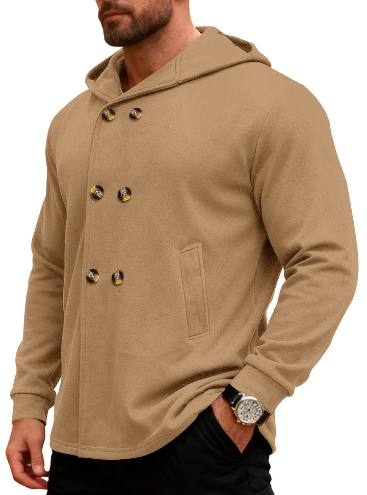 Herren Kapuzensweater mit doppelter Knopfverschluss und seitlichen Taschen Echoarchiv