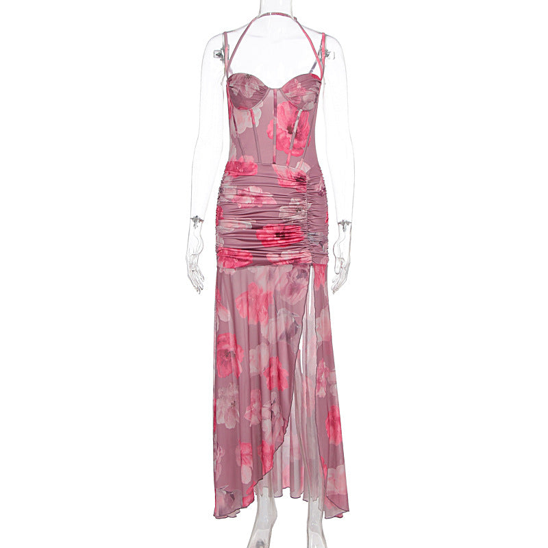 Damen Raffiniertes Maxikleid mit floralem Design und schulterfreiem Schnitt Echo Archiv