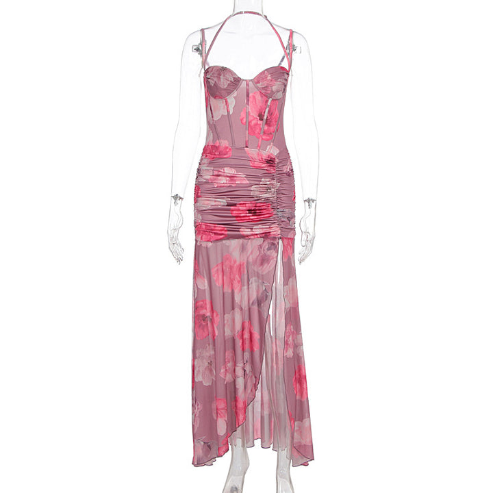 Damen Raffiniertes Maxikleid mit floralem Design und schulterfreiem Schnitt Echo Archiv