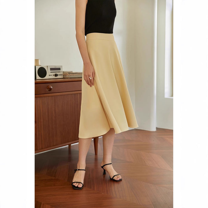 Damen Eleganter Midirock mit fließendem Schnitt Echoarchiv