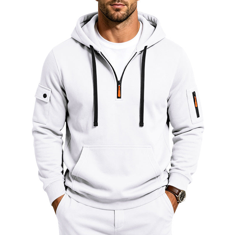 Herren Utility-Halbzip-Kapuzenpullover mit Ärmel-Taschen und Kängurutasche Echoarchiv
