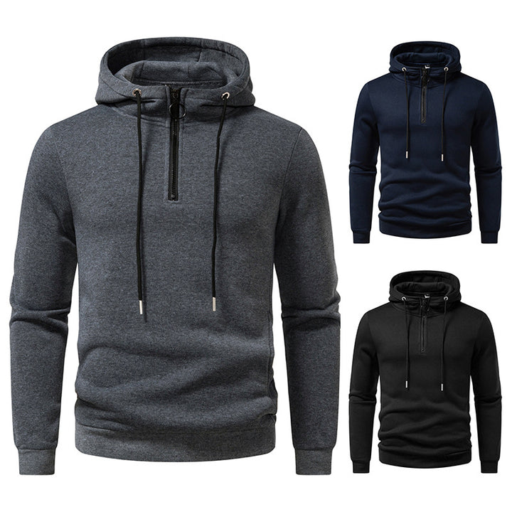 Herren Kapuzenpullover mit halblangem Reißverschluss und modernem Schnitt Echoarchiv