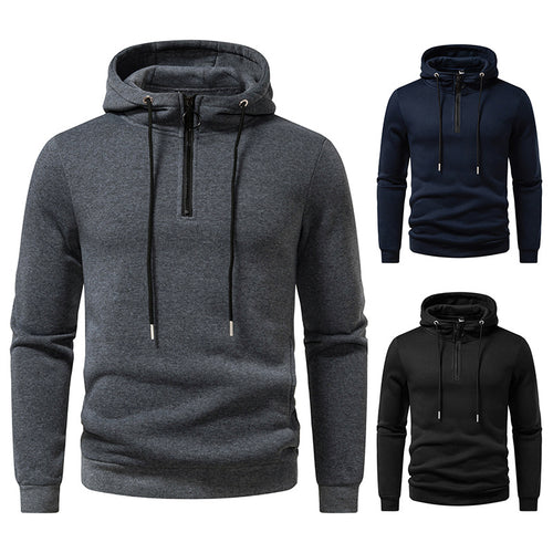 Herren Kapuzenpullover mit halblangem Reißverschluss und modernem Schnitt Echoarchiv