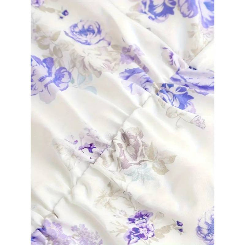 Damen Minikleid mit floralen Rüschendetails und taillierter Silhouette Echo Archiv
