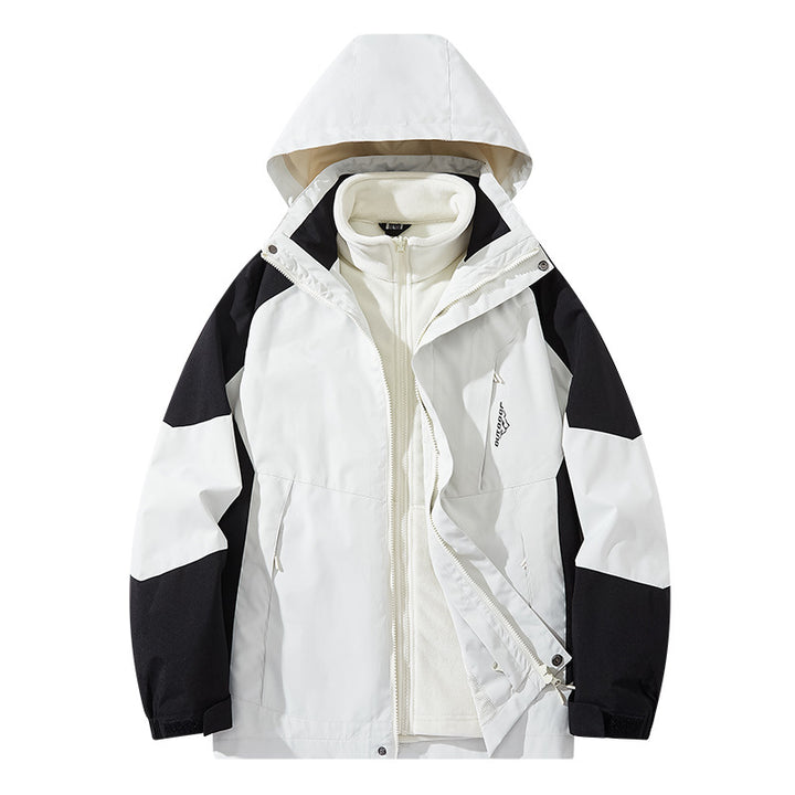 Herren Wasserabweisende zweilagige Trekkingjacke mit abnehmbarer Fleece-Innenjacke und Kapuze Echo Archiv