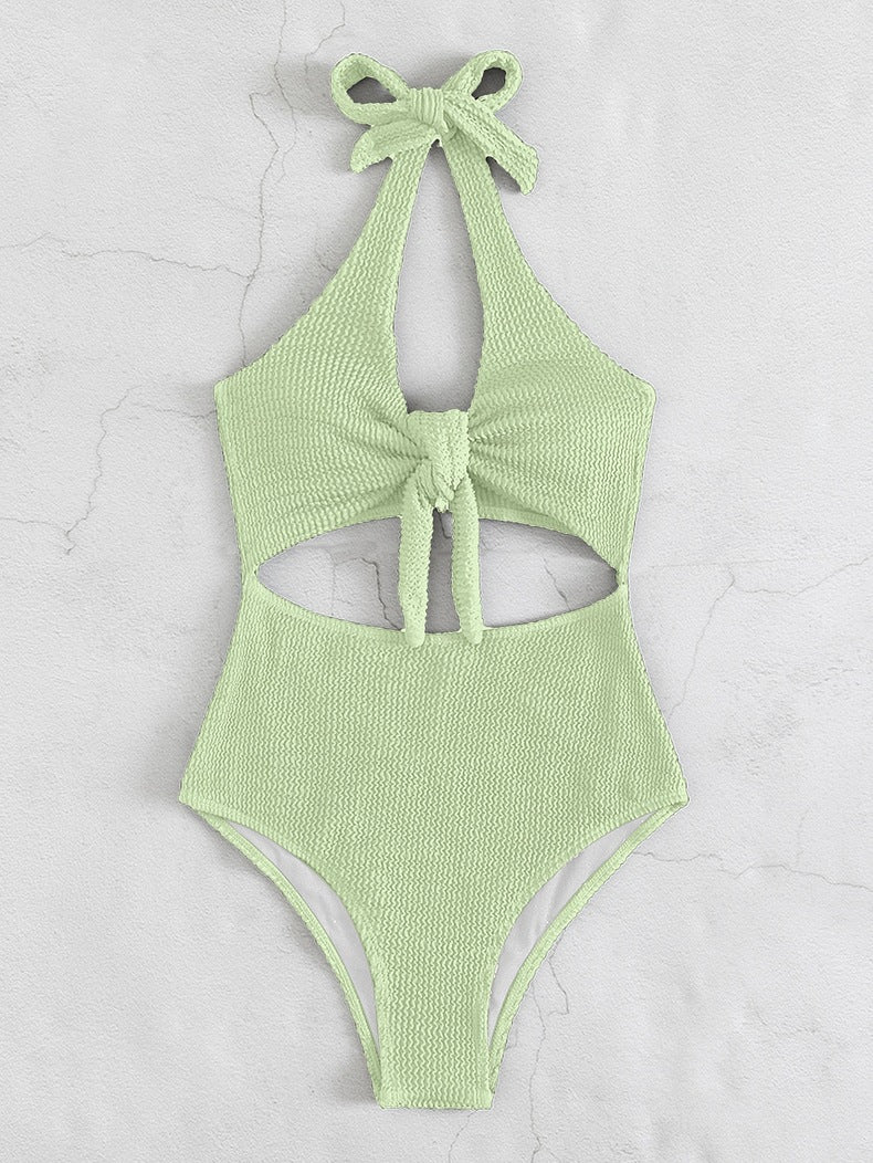 Damen Einteiliger Badeanzug mit raffiniertem Cut-Out und Knotendetail Echo Archiv