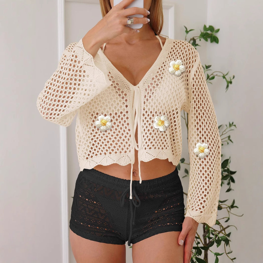 Damen leichte Häkeljacke mit floralem Detail Echo Archiv