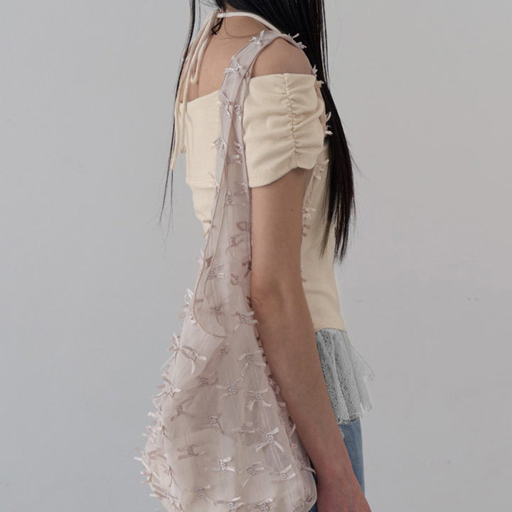 Damen Off-Shoulder Oberteil mit Rüschensaum Echo Archiv