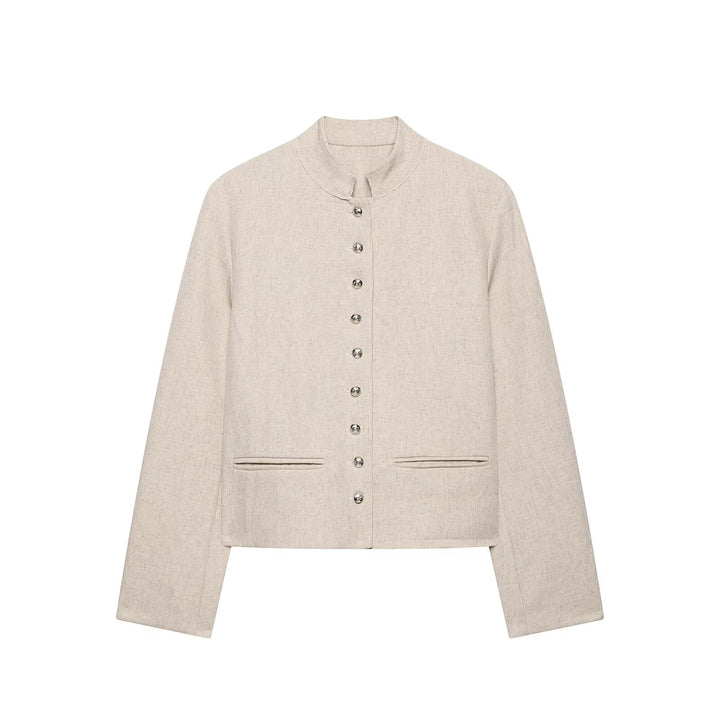 Damen Kurzjacke mit Stehkragen, Zierknopfleiste und Paspeltaschen Echo Archiv