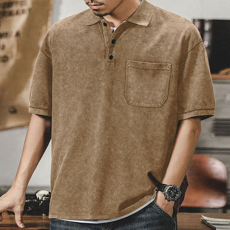 Herren Poloshirt mit strukturiertem Design und praktischer Brusttasche Echoarchiv
