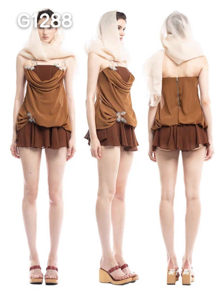 Damen Elegante Corsage-Bluse mit transparenten Ärmeln Echo Archiv