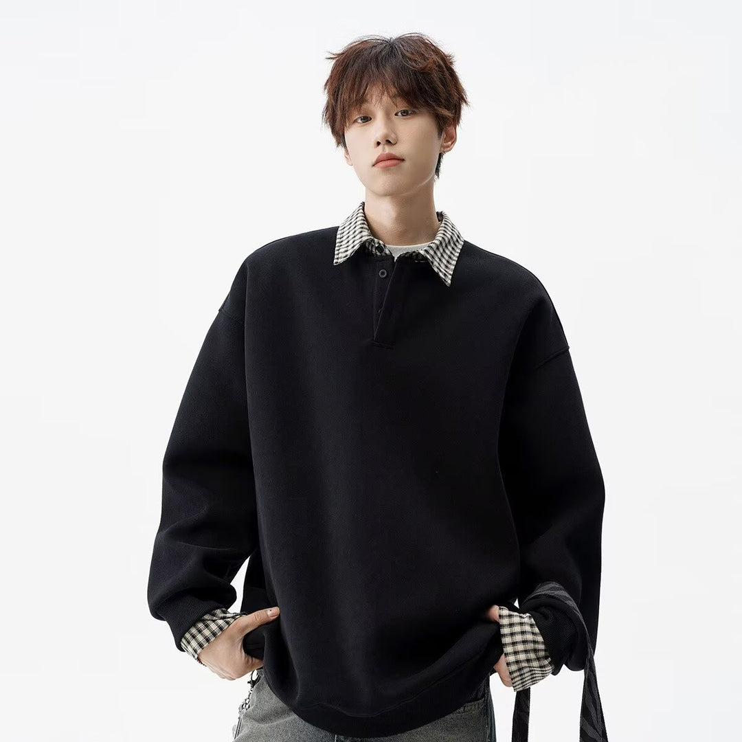 Herren Oversized Sweatshirt mit Kragen Echoarchiv