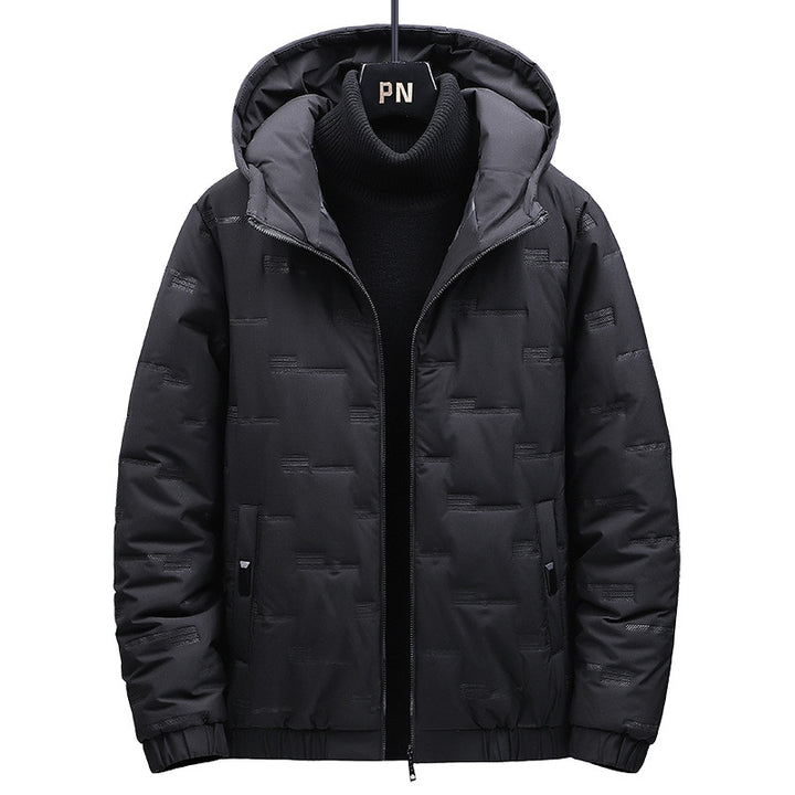 Herren Gefütterte Steppjacke mit Kapuze und geometrischer Steppung Echoarchiv