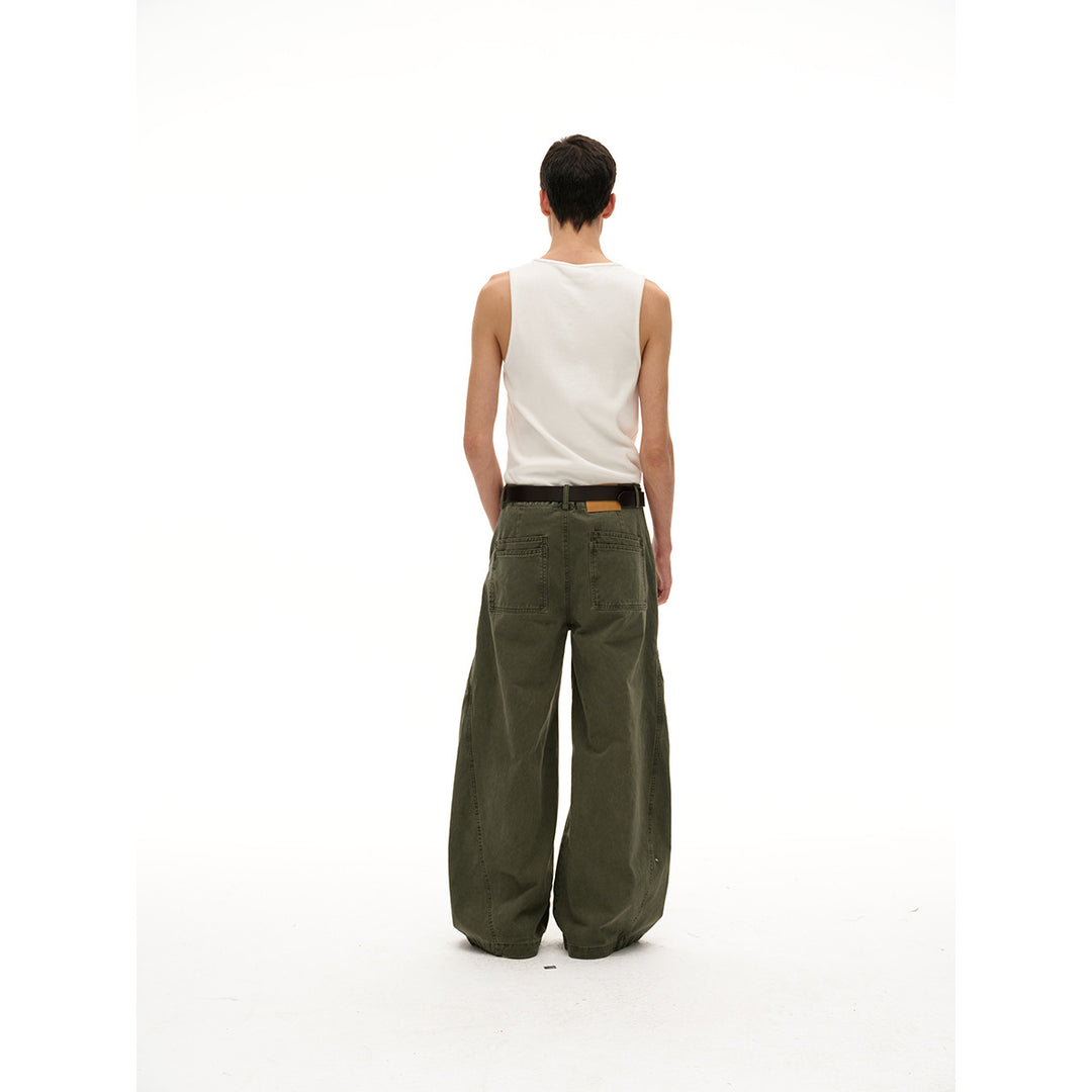 Damen Weite High‑Waist Cargo‑Hose im Vintage‑Workwear‑Look mit Aufgesetzten Taschen und Fransen-Details Echoarchiv